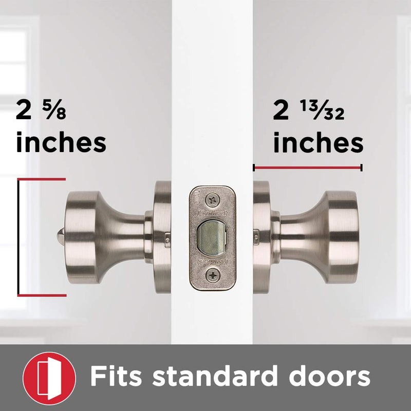 Kwikset Pismo Interior Privacy Door Knob with Lock  Door Handle For Bathroom and Bedroom  Satin Nickel Keyless Turn Lock Doorknob  with Microban Protection - Image 4